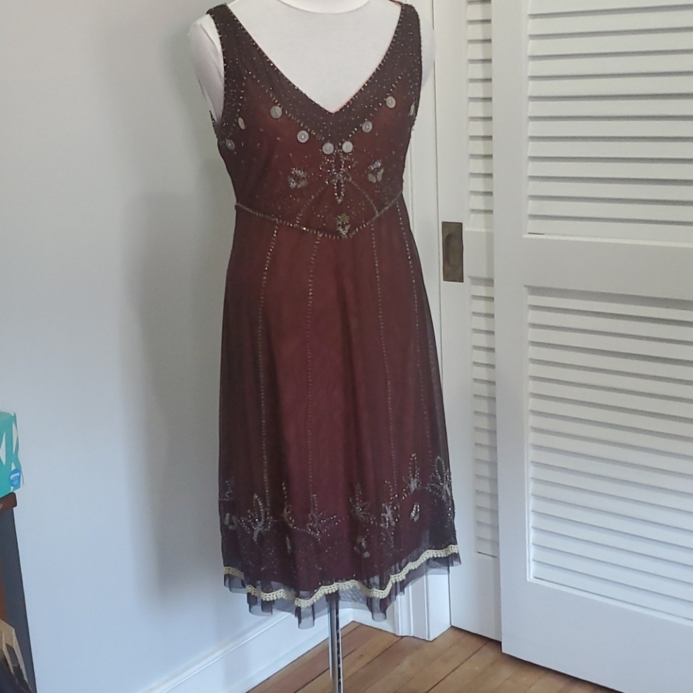 ECI New York Sleeveless beaded cocktail dress